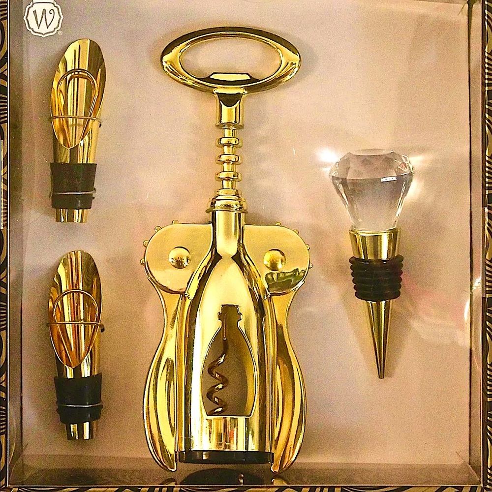 WILD EYE DESIGNS WINE SET STOPPERS CORK SCREW